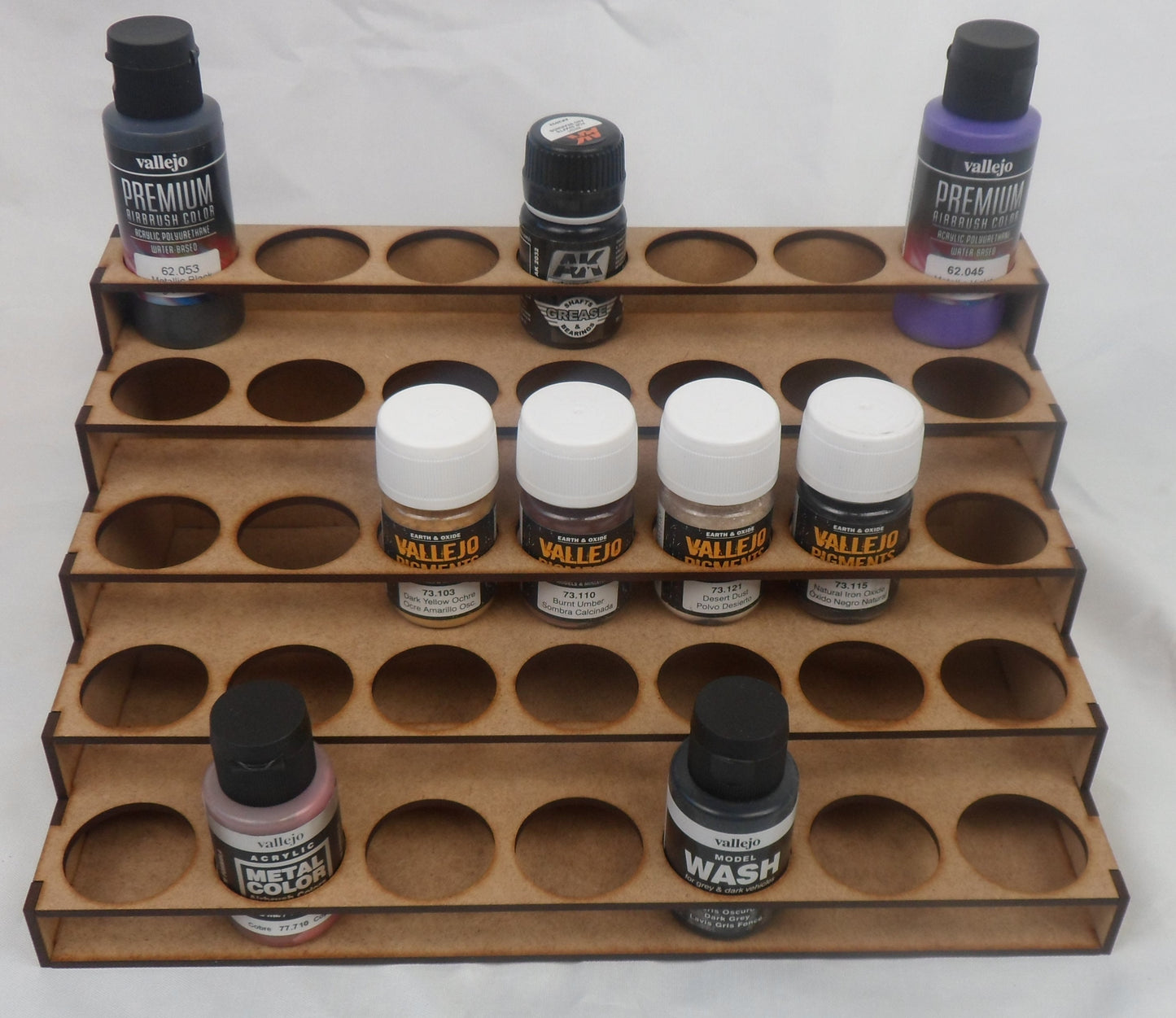 Vallejo wash, Pigments, Liquitex inks, and AK 36mm Paint Stand - 5 tier