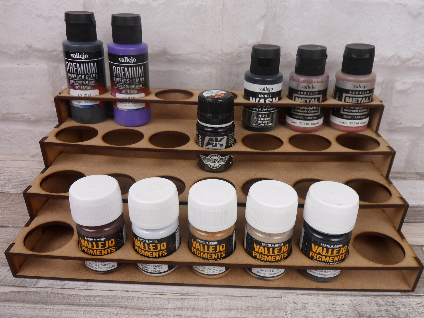 Vallejo wash, Pigments, Liquitex inks, and AK 36mm paint Stand - 4 tier